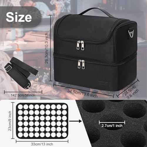 Tattoo Travel Case Holds 54 Bottles (30ml/1fl.oz) & Tattoo Supplies and Equipment, Large Travel Carring Case Double-Layer Organizer Shoulder Bag for Large Tattoo Stencil Printer