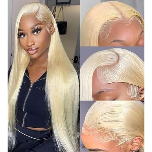 613 Lace Front Wig Human Hair 13x4 HD Transparent Straight Blonde Lace Front Wigs Pre Plucked Glueless Wigs 180% Density Blonde Lace Frontal Human Hair Wigs 20INCH