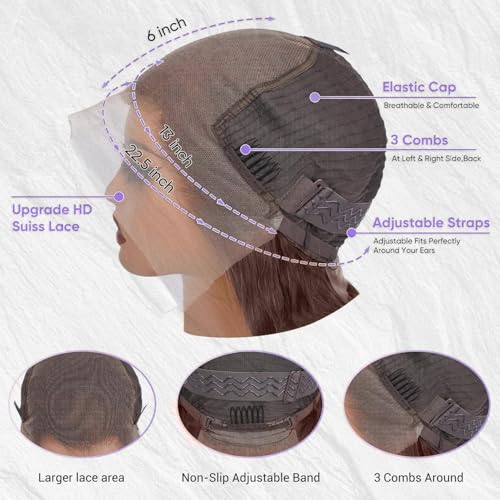 Chocolate Brown Lace Front Wig 220% Density Brown Wig Human Hair 13x6 Hd Lace Front Wigs Human Hair Pre Plucked with Baby Hair 28 Inch Brown Loose Body Wave Human Hair Wig for Women