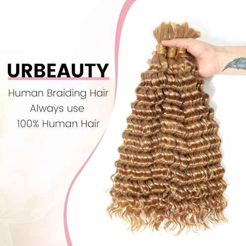 Urbeauty Human Braiding Hair for Bob Braids, Deep Wave Bohemian Hair for Braiding, 14 in Bulk Knotless Boho Locs, Boho Twist, Gypsy, Goddess, Curly, Micro, No Weft #30