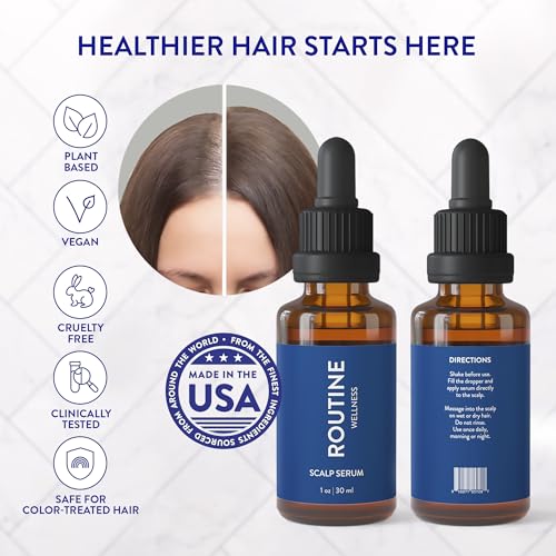 Routine Wellness Scalp Serum for Thinning Hair ? Promotes Visibly-Thicker, Fuller-Looking Hair ? Lightweight, Science-Backed with Red Clover & Peptides - 30ml