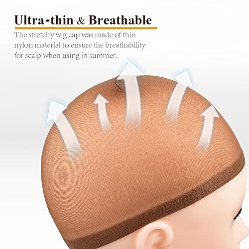 MORGLES Wig Caps for Women Non Slip, 20 Pcs Stocking Wig Caps for Lace Front, Brown and Light Brown