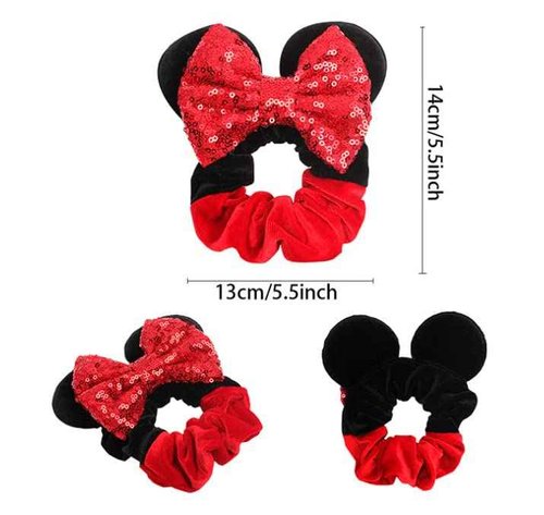 YADIRF 10pcs Elastic Hairbands Scrunchies Girls Hair Accessories Mouse Deluxe Ears Ponytail Headwear For Women Girls Kids Birthday Party Gift (D)