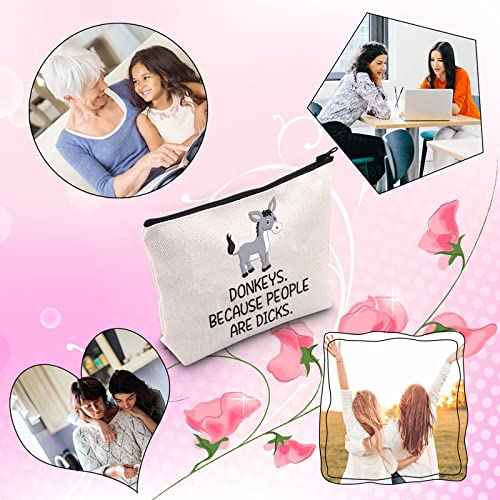 TSOTMO Donkey Spirit Animal Gift Donkeys Because People Are Dicks Animal Lover Zipper Pouch Makeup Bag (Dicks Donkey)