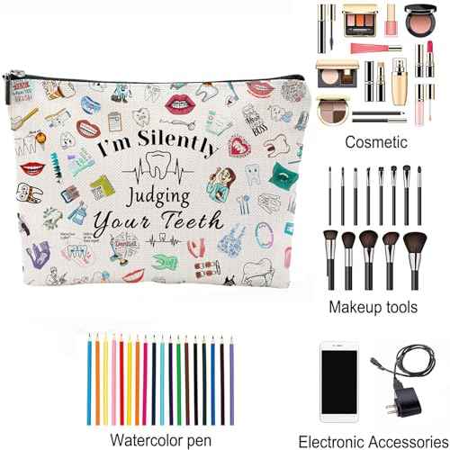 Dentist Gift Dental Gift for Women Makeup Bag Dental Assistant Gift Dental Hygienist Gift Cosmetic Bag Graduation Gift for Dentist Thank You Gift for Her Birthday Retirement Gift