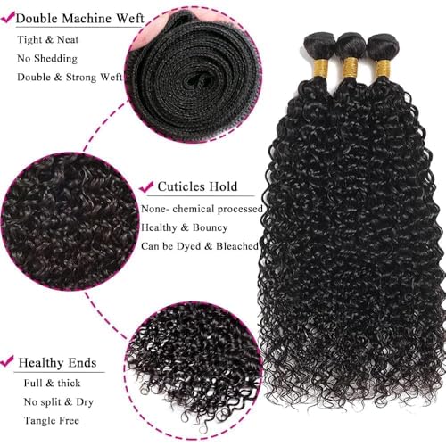 Water Wave Bundles Wet and Wavy Human Hair 3 Bundles for Black Women Curly Wave Human Hair 3 Bundles 20 20 20in