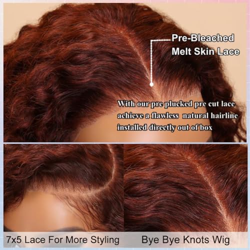 FABA 12 Inch Chocolate Brown Curly Wig Human Hair 7x5 Glueless Wigs Human Hair Pre Plucked Pre Cut 200% Density Brown Deep Wave Wig For Women #4 Short Curly Bob Wigs