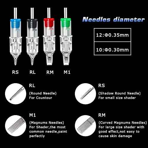 Tattoo Cartridge Needles, CINRA 20Pcs Tattoo Needles 1205RL Disposable Tattoo Needle Cartridges #12 Standard Round Liner Cartridge Tattoo Machine Needles for Tattoo Beginners and Tattoo Artists
