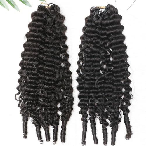 Feather Crochet Human Hair With Tight Curly Ends Invisible Knots Deep Curly Crochet Human Hair Extensions Knotless Pre-Separated 16inch 60g