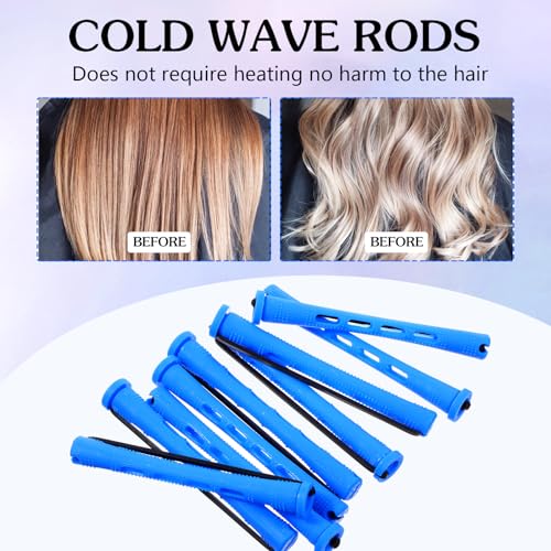 20 Pcs Perm Rods For Short Hair Small Plastic Hair Perming Rods And Rollers Curling Roller Perm Rod Medium For Long Hairs (Blue, 0.35 Inches)