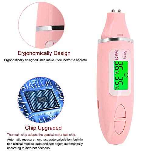 Skin Checker, Oil Tester Portable Digital Lcd Display Skin Sensor Tester Face Water Oil Analyzer Skin Analyzer
