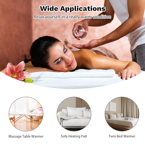 Massage Table Warmer Heating Pad Professional SPA Massage Bed Warmer with 12 Timer & 9 Heat Settings & Overheat Protection for Massage Bed & Spa, Thickened & Soft Fleece, 30" x 71"