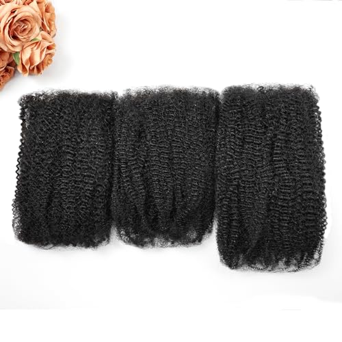 16inch Afro Kinkys Bulk Human Hair Human Hair for Locs/Twists/Braids/Repair Locs Afro Kinky Curly Bulk Can Bleach And Dye(#SALT&PEPPER,16inch 50g)
