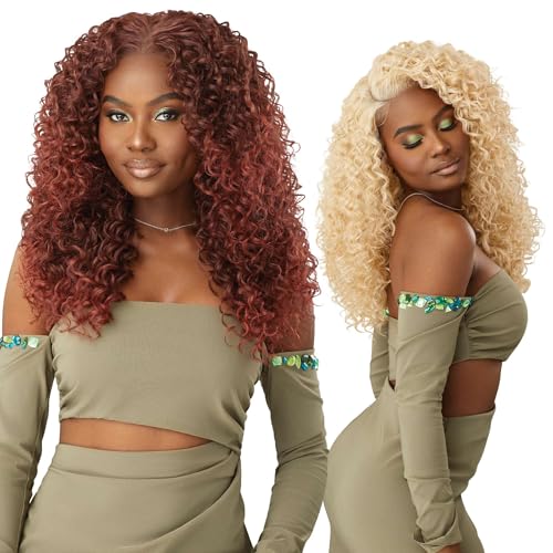 Outre 6X5 Pre-Cut Lace Closure Wig - Human Hair Blend - Dominican Curly 22" (DRF ESPRESSO BROWN)