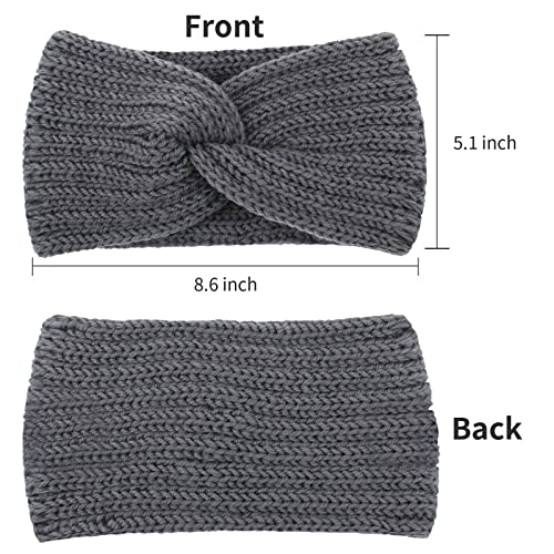 Casoty 4 Pcs Crochet Turban Headband Knitted Knotted Headbands Winter Braided Headbands Cold Weather Warms the Headband Ear Warmer Headband for Women