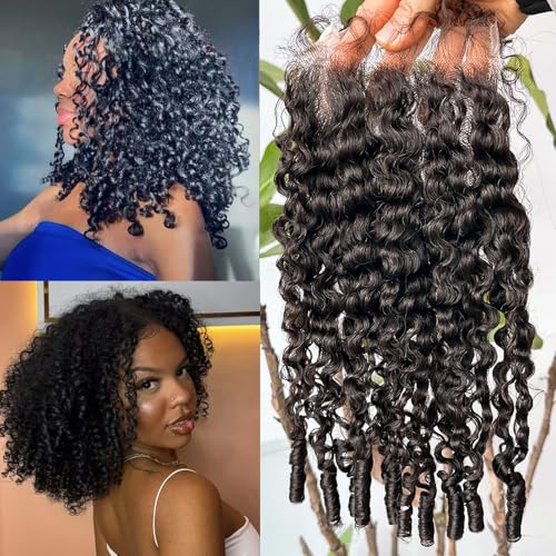 YMS 3C4A Burmese Curly Human Hair Transparent 5x5 Lace Closure 14 Inch 16A Unprocessed Burmese Raw Hair Real Human Hair Lace Closure Natural Black