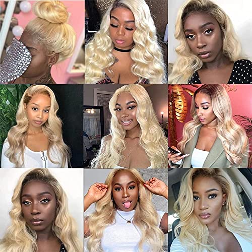 22 Inch 613 Body Wave Lace Front Wigs Human Hair Blonde Lace Front Wigs Human Hair 180 Density 613 HD Lace Frontal Wig Glueless 4x4 Closure Wigs 613 Human Hair Pre Plucked For Black Women
