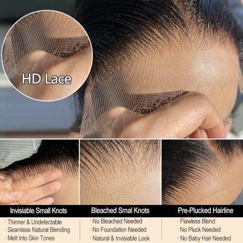 Venice Hair Real HD Lace Closure only 0.10mm Ultra-thin Invisible Crystal HD Lace Pre Plucked with Baby Hair Straight Human Hair Lace Frontal Closure (7x5 HD Straight, 16 Inch)