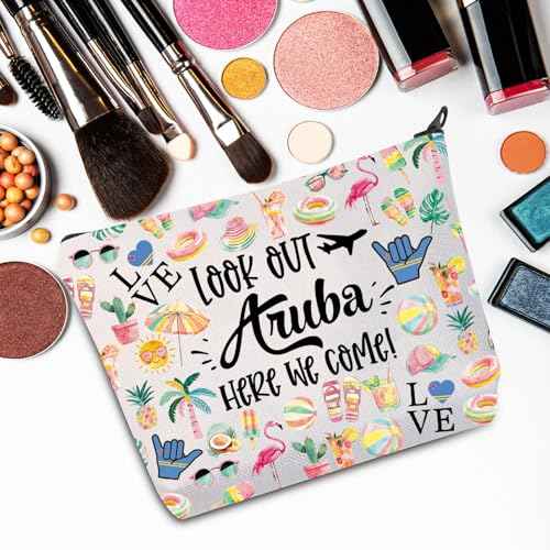 JNIAP Aruba Makeup Bag Aruba Trip Gifts Aruba Vocation Gifts Aruba Travel Bag Aruba Souvenir Aruba Toiletry Bag (Look Out Aruba)