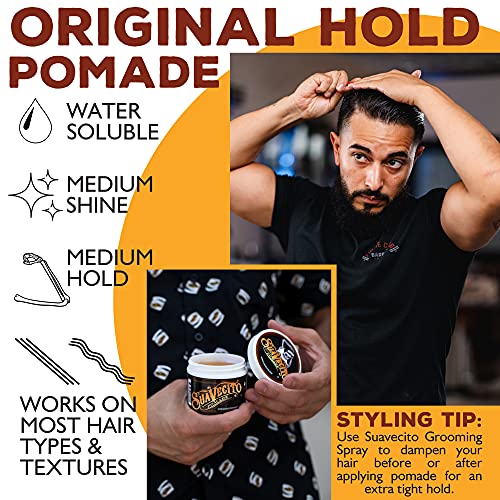 Suavecito Pomade For Men - Medium Hold Shine Water Based oz Pack Wax Like Flake All Day Hair Free Gel Hairstyles Easy To Wash Out