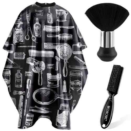 NICEMOVIC Hair Cutting Barber Cape for Men Women Kids with Neck Duster Brush and Barber Brush, Professional Barber Accessories Cleaning Supplies for Salon Haircut Styling