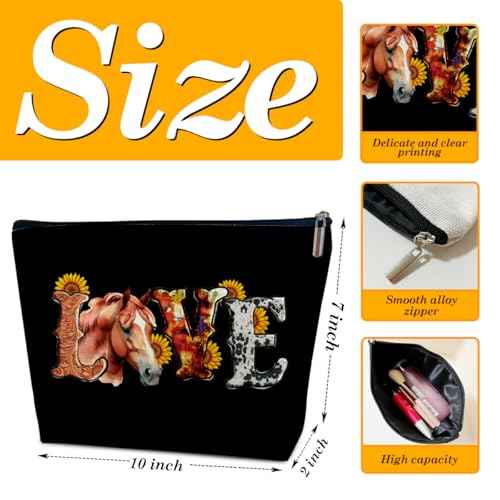Love Horse Makeup Bag, Women Cosmetic Bag for Purse, Gifts for Women, Besties, Daughter, Best Friends, Horse Themed Gifts for Owner Lovers