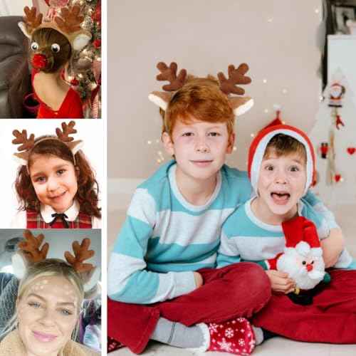 DaliDali 4 Count Reindeer Antlers Headband Deer Antlers Headband, Reindeer Costume for Halloween Festival Party, Christmas Headbands for Women Men