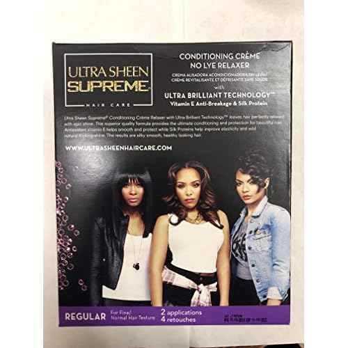 Ultra Sheen Supreme Conditioning Creme No Lye Relaxer with Ultra Brilliant Technology New Sulfate Neutralizing Shampoo Vitamin E Anti Breakage & Silk Protein - Regular