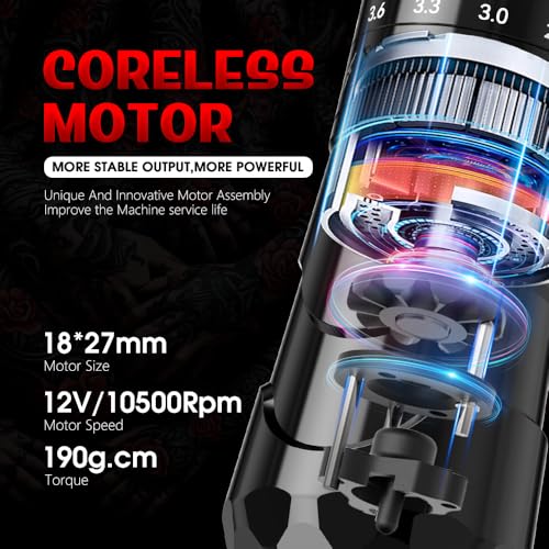 Xnet Void Tattoo Machine, Rotary Tattoo Pen Machine with 7 Adjustable Stroke, Professional Tattoo Guns with Powerful Coreless Motor for Tattoo Artists