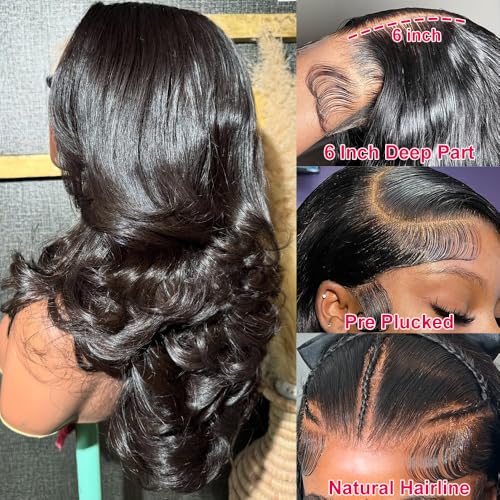 13x6 Body Wave Lace Front Wigs Human Hair 200% Density Body Wave Lace Frontal Wigs Human Hair for Women Pre Plucked Glueless Wigs with Baby Hair 24 Inch