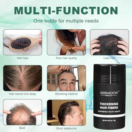 Hair Fibers, Hair Fibers for Thinning Hair, Hair Building Fibers, Hairpiece Filler, Increase Hair Density, Styling Powder for Women & Men, Hair Makeup, Premium Formula Thickening (DARK BROWN)