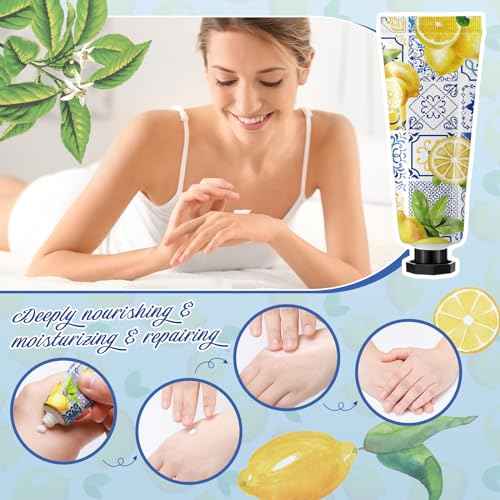 48 Sets Baby Shower Hand Cream Party Favors for Guests Gift Bulk Travel Size Hand Lotion Set for Baby Shower Wedding Christmas(Lemon)