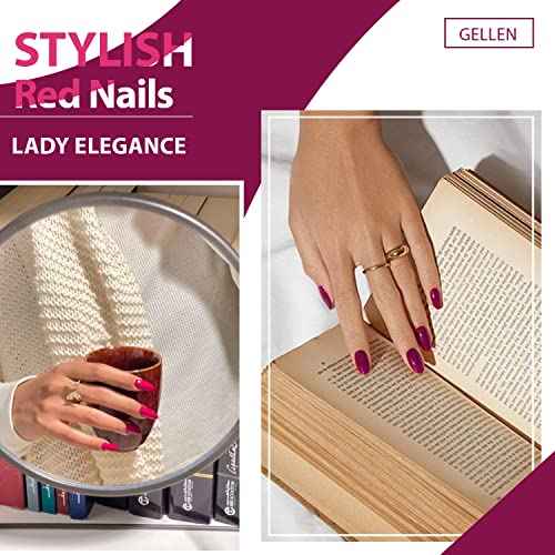 GELLEN Gel Nail Polish, Burgundy Dark Red Purple Gel Polish Set 6 Colors, Non Toxic No Wipe Soak Off UV Light Gel For Women Girls Manicure Home Salon Trendy Nail Gifts Valentine Day Christmas