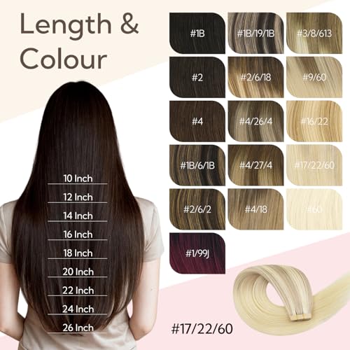 HOTBANANA Tape in Hair Extensions, Ombre Ash Blonde to Golden Blonde and Platinum Blonde 50g Tape in Hair Extensions Real Human Hair Stright Remy Hair Tape in Hair Extensions 24 inch 20pcs