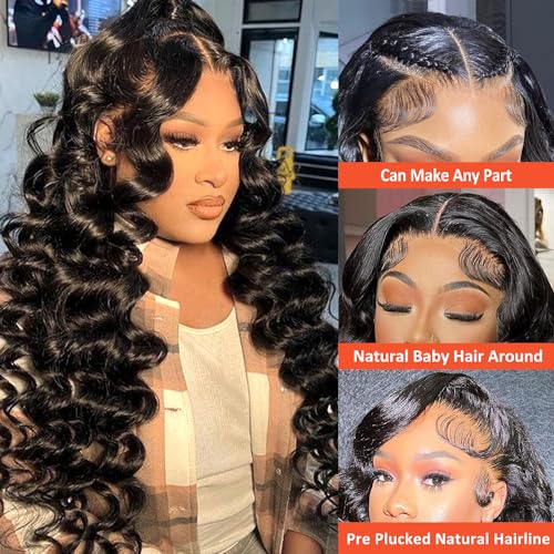 Deep Wave Lace Front Wigs Human Hair 13x4 HD Lace Frontal Wigs for Black Women 200 Density Glueless Wigs Pre Plucked with Baby Hair 18 Inch