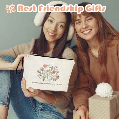 Christian Art Gifts Safe Inspirational Scripture Cosmetic Bag for Friends with Bible Verse: Sweet Friendship ?Proverbs 27:9 Sage Green Floral Zipper Bag Get Well Gifts Birthday Gifts for Women
