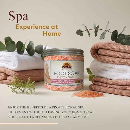 OKAY Foot Soak Detox Salt - Foot Soaking Salts for Dry Cracked Feet with Tea Tree Oil and Lavender Oil, Foot Bath, Pedicure Soak, Great for Men and Women, Athletes - 20 oz (Pack of 1)
