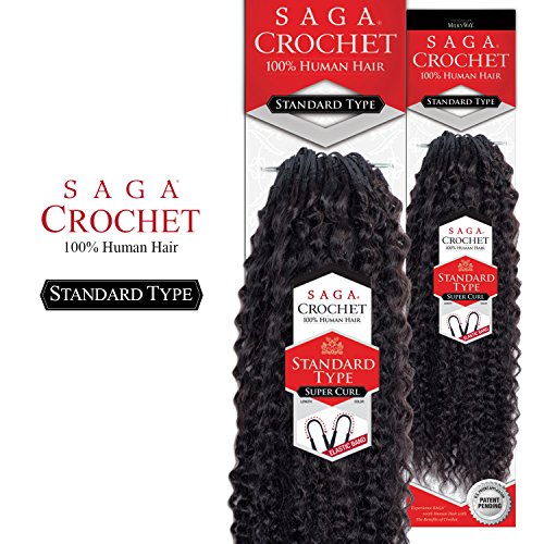 Saga Human Hair Crochet Braids Standard Type Super Curl (16", 1B)