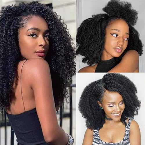 Afro Kinky Curly Clip in Hair Extensions Human Hair 4C Hair Clip in Extensions 8pcs 240g/set 10A Brazilian Virgin Natural Hair Clip Ins for Black Women Natural Black Color 16 Inch