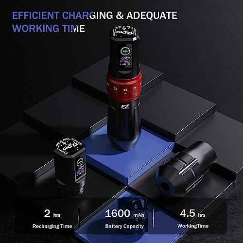 EZ P3 Pro Wireless Tattoo Machine - 6 Strokes 2.0, 2.4, 2.8, 3.3, 3.7, 4.2mm Tattoo Machine Pen with OLED Digital Display 1600mAh Battery Power Tattoo Gun (Gloss Black)