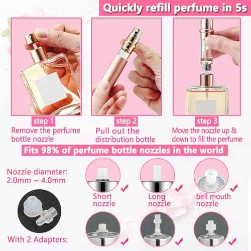 Travel Atomizer - 2-Pack Refillable 5ML Perfume Sprayer, Pocket Dispenser, Leakproof (Black & Gray)
