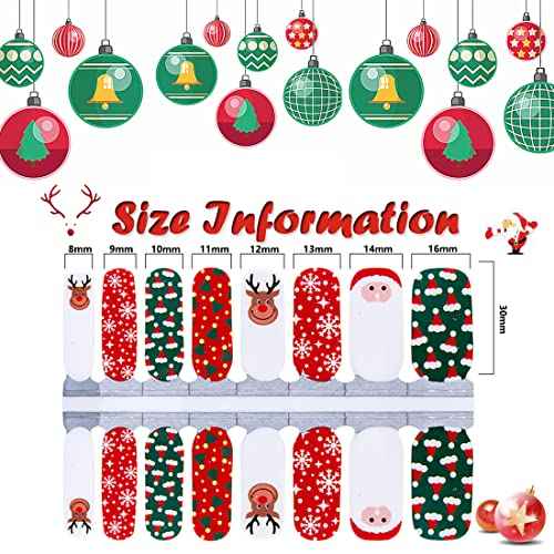 SILPECWEE 5 Sheets Christmas Nail Polish Strips Self-Adhesive Nail Stickers Full Nail Wraps Holiday Nail Decals Gel Nail Strips Nail Art Accessories with Nail File (Chic Style)