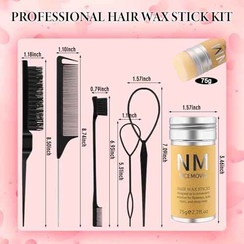 Hair Wax Stick Set for Flyaways Stocking Stuffers for Women Kids Christmas/Birthday Gifts Hair Accessories for Women Girls Teen Girls Trendy Stuff, Hairs Slick Stick Styling Tools Baby Hairs Gel Black