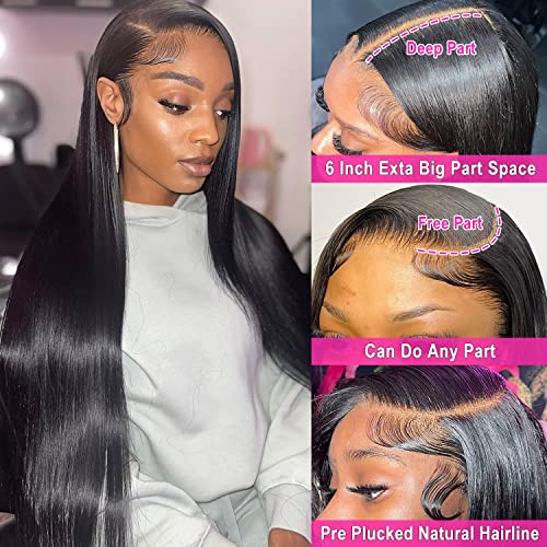 26 Inch 13X6 HD Lace Front Wigs Human Hair Pre Plucked 13x6 Straight Lace Front Wigs Human Hair Frontal Wigs for Women Human Straight Wig with Baby