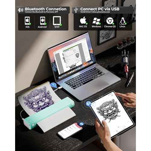 Itari M08F Wireless Tattoo Stencil-Printer - Tattoo Transfer Machine Thermal Copier with 10pcs Transfer Paper, Bluetooth Stencial Printer for Tattooing, Compatible with Smartphone & PC, Green