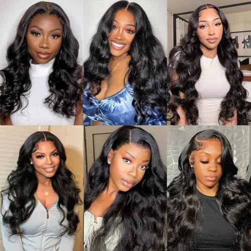 Body Wave Bundles Human Hair 14 16 18 Inch Human Hair Bundle 100% Unprocessed Brazilian Virgin Hair 3 Bundles Human Hair Extensions for Black Women Natural Color