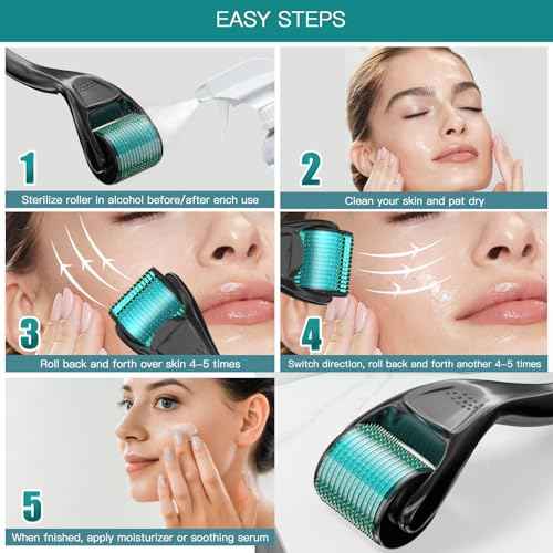 Derma Beard Roller Roller with 540 Titanium Micro Needles Designed for Use at Home on the Face