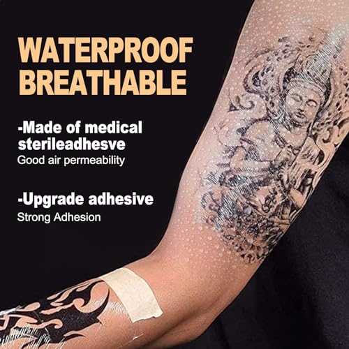 Tattoo Aftercare Bandage Roll, with Sliding Cut 6 Inch x 2.2 Yards, Second Skin Tattoo Cover Protection Transparent Film Dressing Waterproof Breathable Stretch Tattoos Supplies