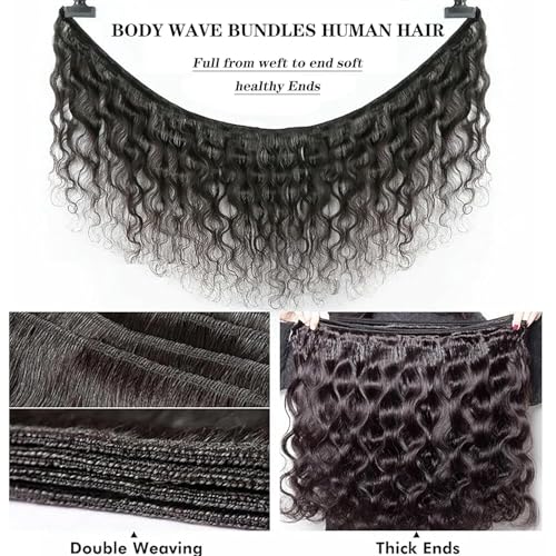 Human Hair Bundles 20 22 24 Inch Body Wave Bundles Human Hair Unprocessed Brazilian Virgin Hair Quick Weave Extensions Natural Black