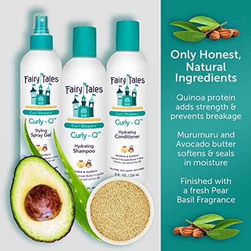 Fairy Tales Curly Q Hydrating Kids Shampoo 12oz and Conditioner 8oz - Paraben, Sulfate, Gluten, and Nut Free - For All Curl Types Including Multi Cultural Hair (2 Pack)
